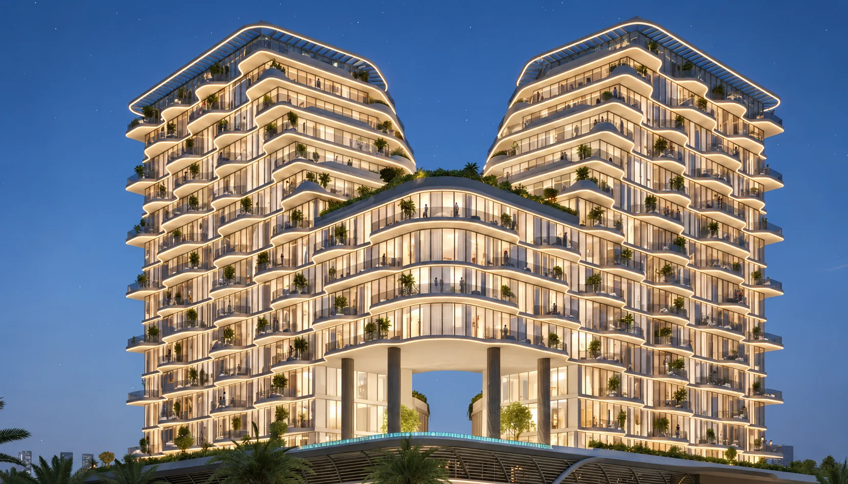 AI-enhanced developer rendering of Dubai Islands — Royal Yacht Club Residence, Dubai Islands