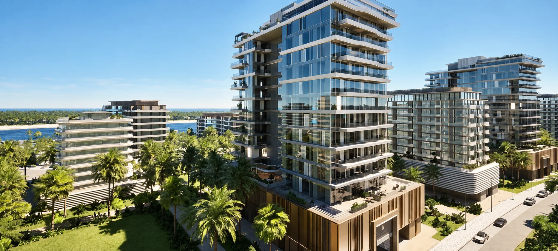 AI-enhanced developer rendering of Dubai Islands — Sea Legend Tower One, Dubai Islands