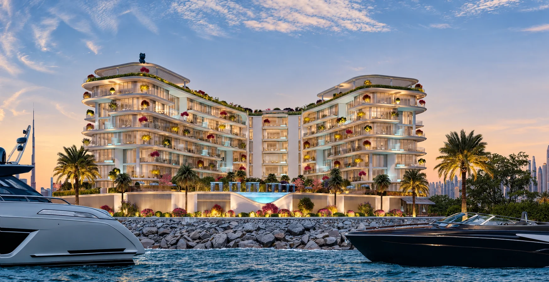 AI-enhanced developer rendering of Dubai Islands — Villa del Garda, Dubai Islands